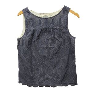 Ann Taylor Women's Sleeveless Blue Diamond Tank Top Blouse Lined sz 10 / Lg Med